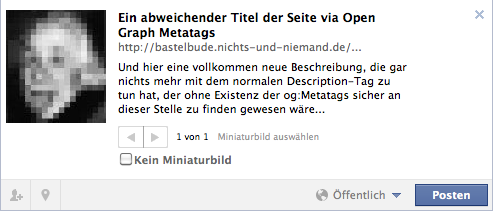 Facebook: Seite mit OpenGrapg Tags