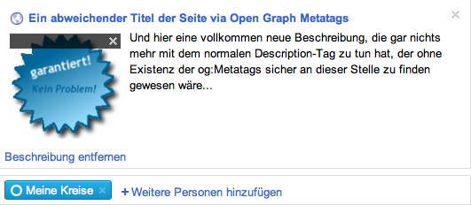 Gogle+: Seite mit OpenGraph Tags